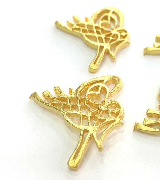 2 Ottoman Signature Charms, Gold Plated Brass 25x22mm  G3826