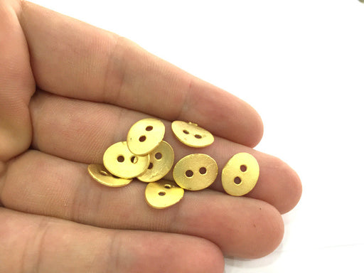 8 Pcs Gold Plated Metal Button  Connector  with two holes 13x10 mm G3827