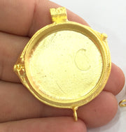 Gold Plated Brass Mountings ,  Blanks  44x36 mm (27 mm blank) G3828