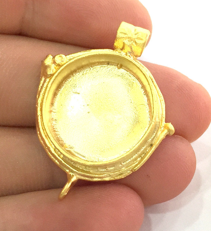 Gold Plated Brass Mountings ,  Blanks  38x29 mm (20 mm blank) G3832