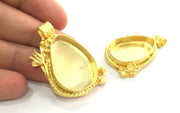 Gold Plated Brass Mountings ,  Blanks  44x30 mm (30x22 mm blank) G3833