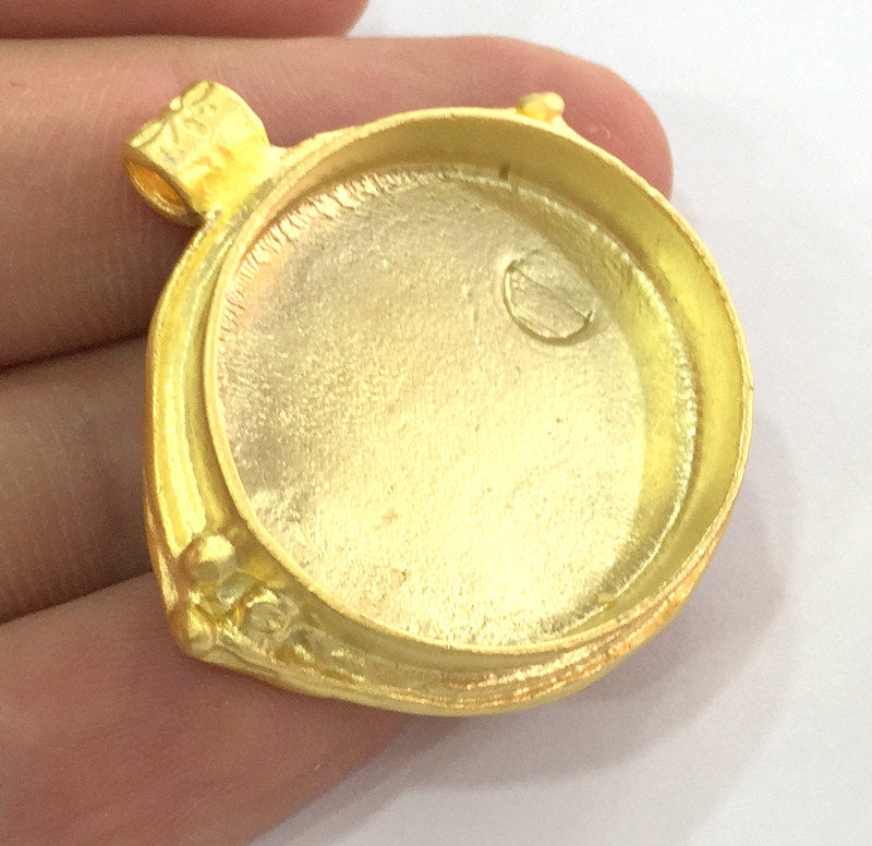 Gold Plated Brass Mountings ,  Blanks  36x32 mm (25 mm blank) G3834