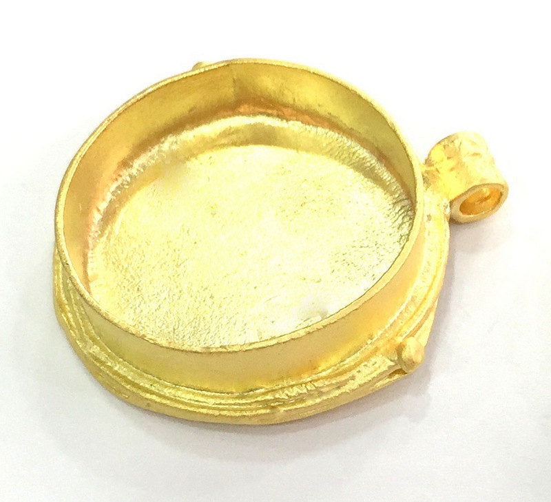 Gold Plated Brass Mountings ,  Blanks  36x32 mm (25 mm blank) G3834