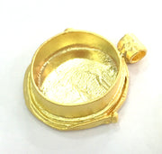 Gold Plated Brass Mountings ,  Blanks  34x24 mm (20 mm blank) G3839