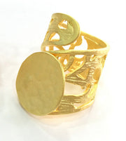 Gold Plated Ring Blank Base Bezel Settings Cabochon Base Mountings Adjustable  (20mm blank ) Gold Plated Brass G3843