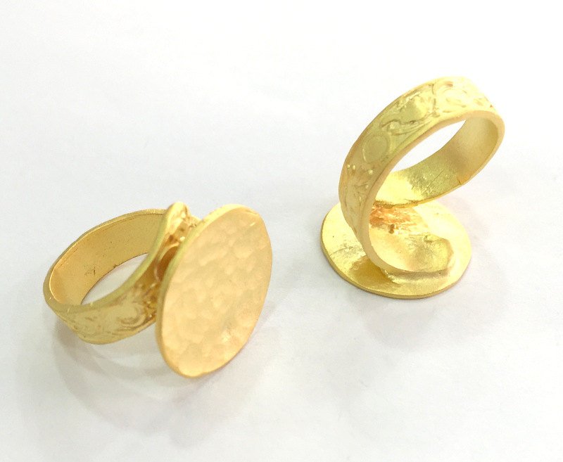 Adjustable Ring Blank, (20mm blank ) Gold Plated Brass G3845