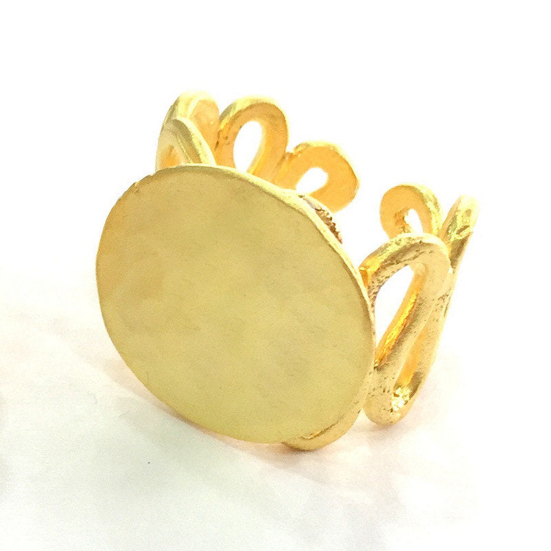 Adjustable Ring Blank, (20mm blank ) Gold Plated Brass G3848