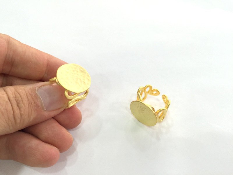 Adjustable Ring Blank, (20mm blank ) Gold Plated Brass G3848