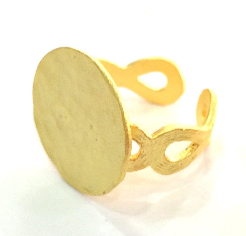 Adjustable Ring Blank, (20mm blank ) Gold Plated Brass G3849
