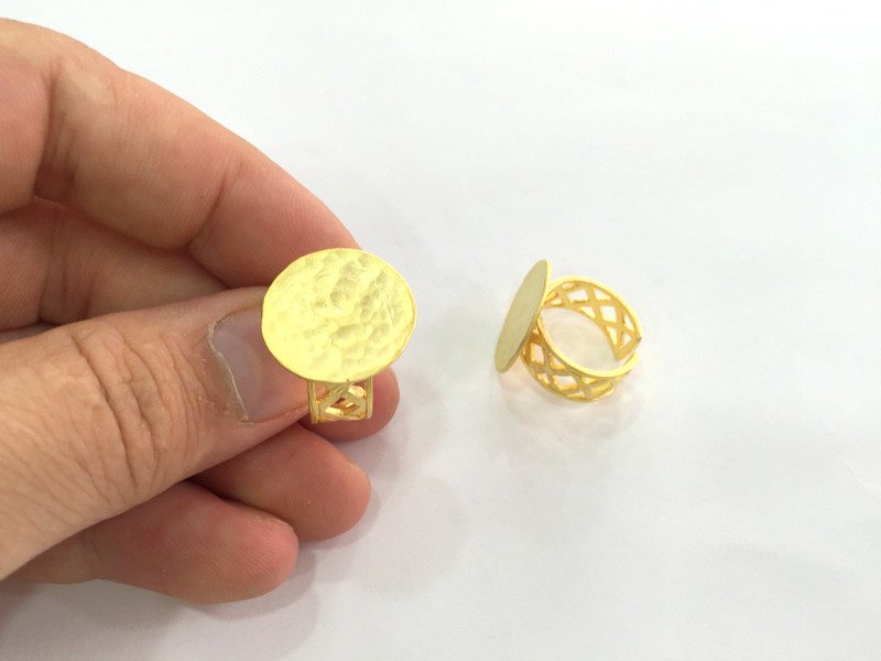 Adjustable Ring Blank, (20mm blank ) Gold Plated Brass G3851