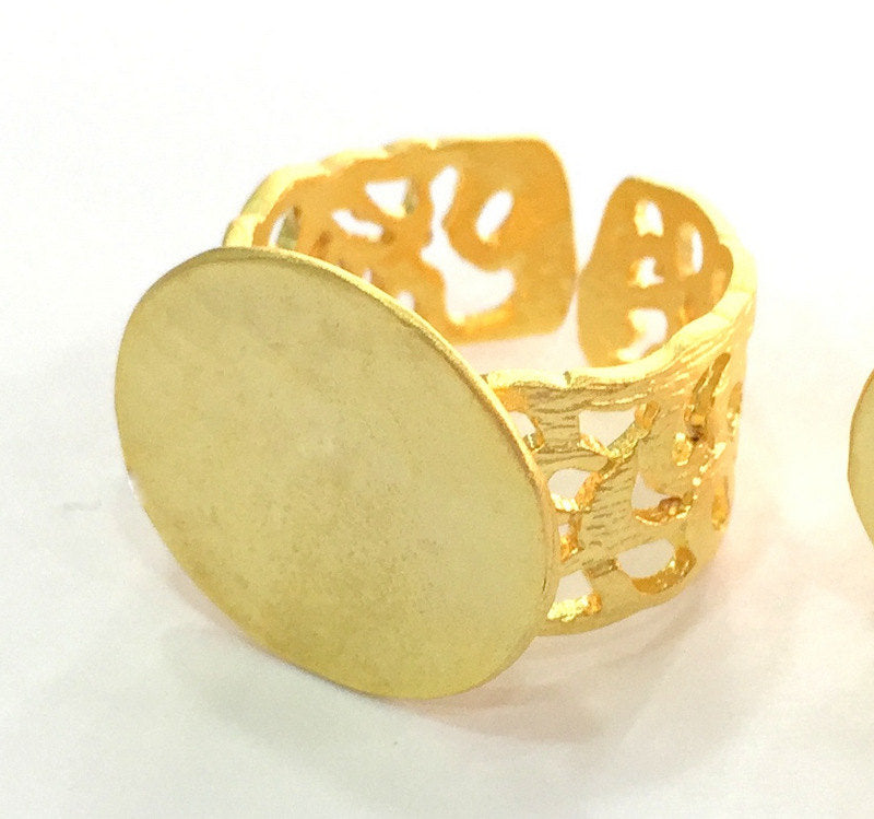 Adjustable Ring Blank, (20mm blank ) Gold Plated Brass G3854
