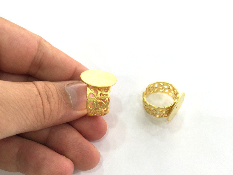 Adjustable Ring Blank, (20mm blank ) Gold Plated Brass G3854