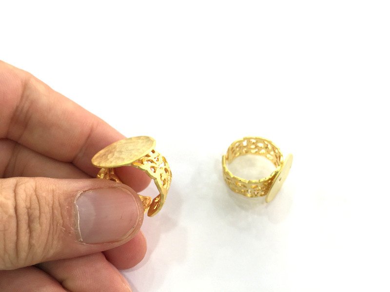 Adjustable Ring Blank, (20mm blank ) Gold Plated Brass G3854