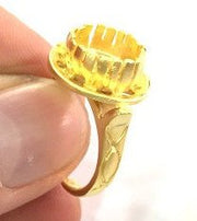 Adjustable Ring Blank  (10mm Blank)  , Gold Plated Brass G3436