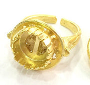 Adjustable Ring Blank  (10mm Blank)  , Gold Plated Brass G3436