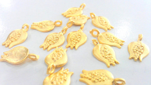 10 Gold Charms Tulip Charms , Gold Plated Brass 10 Pcs  G458