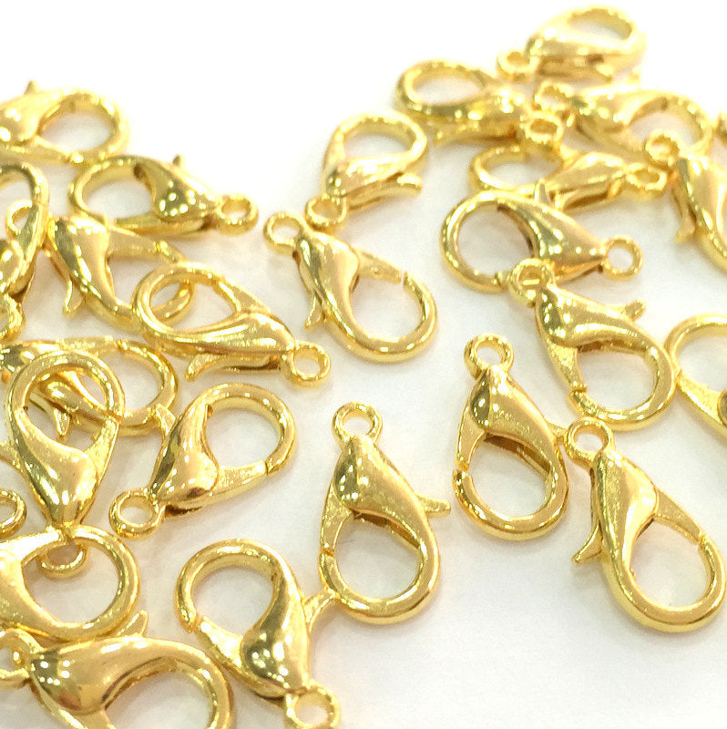 10 Pcs. (12x6 mm) Gold Plated Lobster Clasps  G3869