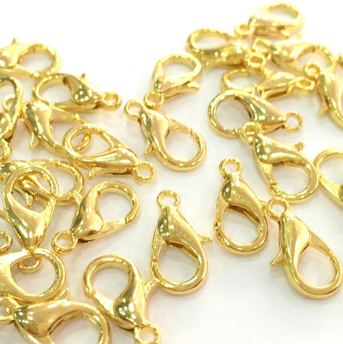 10 Pcs. (12x6 mm) Gold Plated Lobster Clasps  G3869