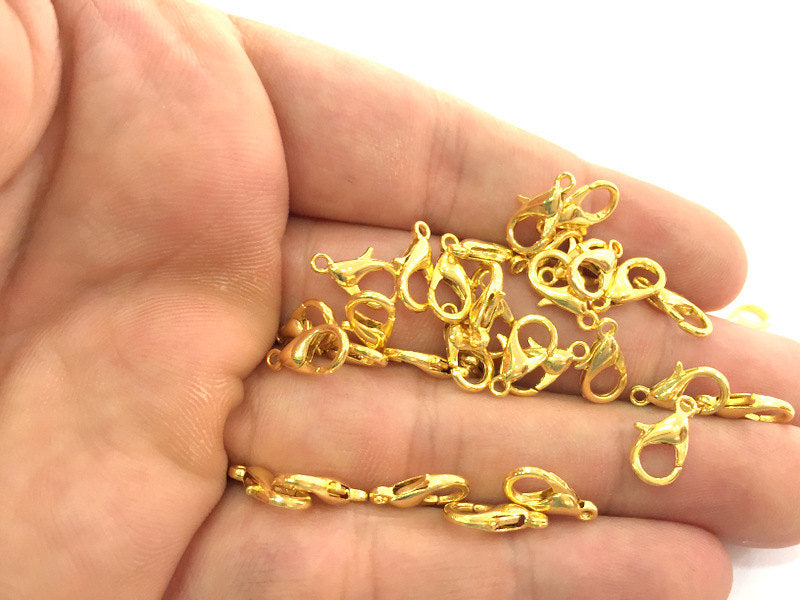 10 Pcs. (12x6 mm) Gold Plated Lobster Clasps  G3869