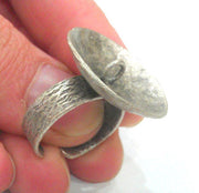 Antique Silver Plated Brass  Adjustable Ring Findings G490