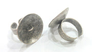 Antique Silver Plated Brass  Adjustable Ring Findings G490