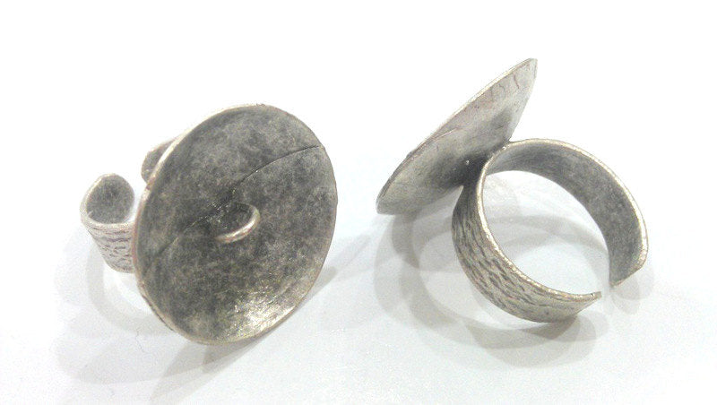Antique Silver Plated Brass  Adjustable Ring Findings G490