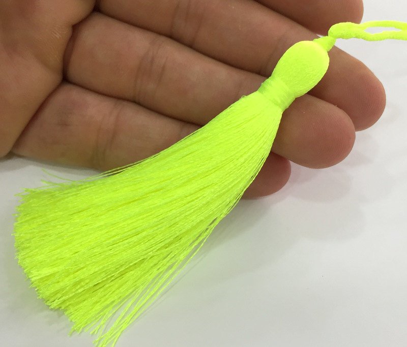2 pcs (78 mm - 3 inches)  Neon Yellow  Tassel ,   G12659