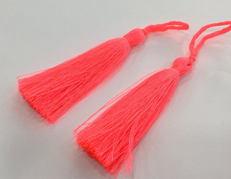 2 Neon Pink Tassel Thread Tassel 2 pcs (78 mm - 3 inches)  G9599