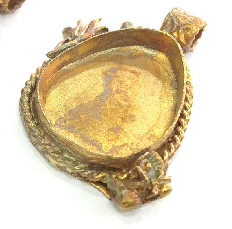 Raw Brass  Bezel Settings, (30x22mm drop blank) Cabochon Base,Mountings G3897