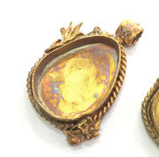 Raw Brass  Bezel Settings, (30x22mm drop blank) Cabochon Base,Mountings G3897