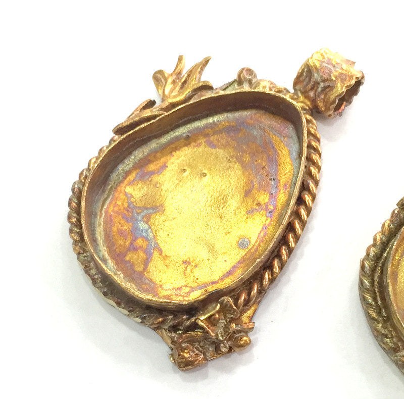 Raw Brass  Bezel Settings, (30x22mm drop blank) Cabochon Base,Mountings G3897