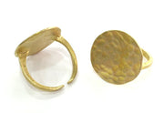 Raw Brass Ring Blank Base Bezel Settings  Cabochon Base Mountings Adjustable  (20mm Blank)  G3922