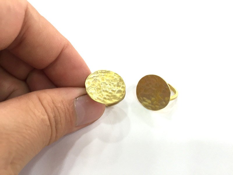 Raw Brass Ring Blank Base Bezel Settings  Cabochon Base Mountings Adjustable  (20mm Blank)  G3922