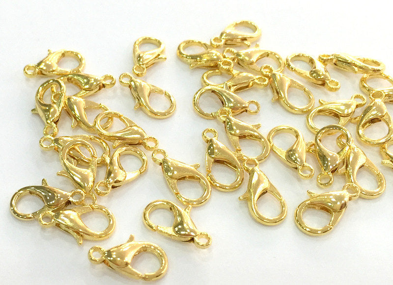 10 Pcs. (12x6 mm) Gold Plated Lobster Clasps  G3869
