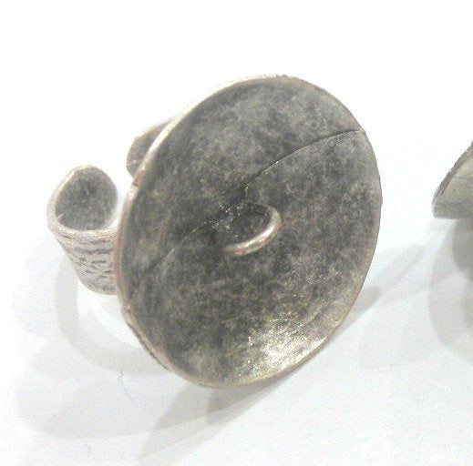 Antique Silver Plated Brass  Adjustable Ring Findings G490