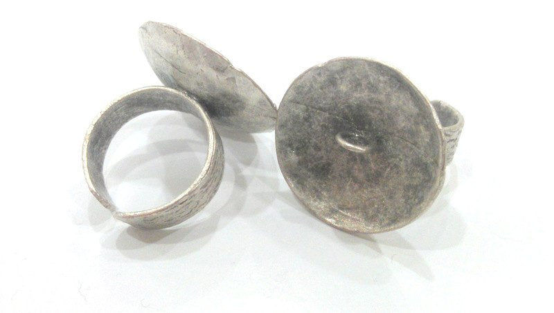 Antique Silver Plated Brass  Adjustable Ring Findings G490