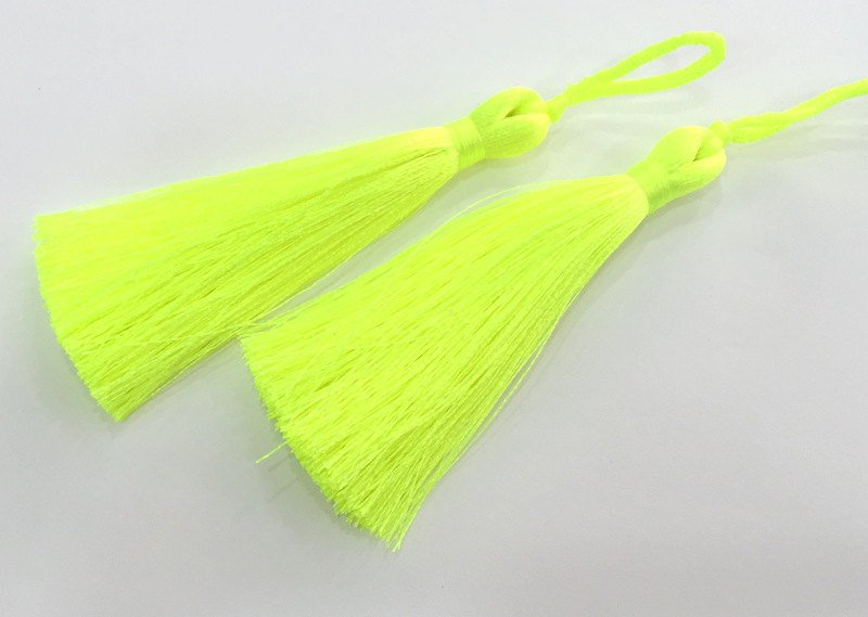 2 pcs (78 mm - 3 inches)  Neon Yellow  Tassel ,   G12659