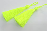 2 pcs (78 mm - 3 inches)  Neon Yellow  Tassel ,   G12659