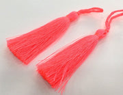 2 Neon Pink Tassel Thread Tassel 2 pcs (78 mm - 3 inches)  G9599