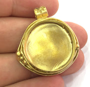 Raw Brass  Bezel Settings, (27mm blank) Cabochon Base,Mountings G3898