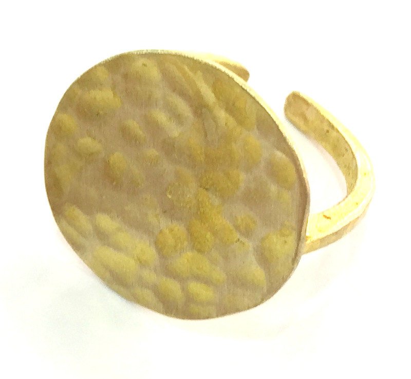 Raw Brass Ring Blank Base Bezel Settings  Cabochon Base Mountings Adjustable  (20mm Blank)  G3922