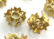 2 Raw Brass Flower Rondelle 15x8 mm G3923