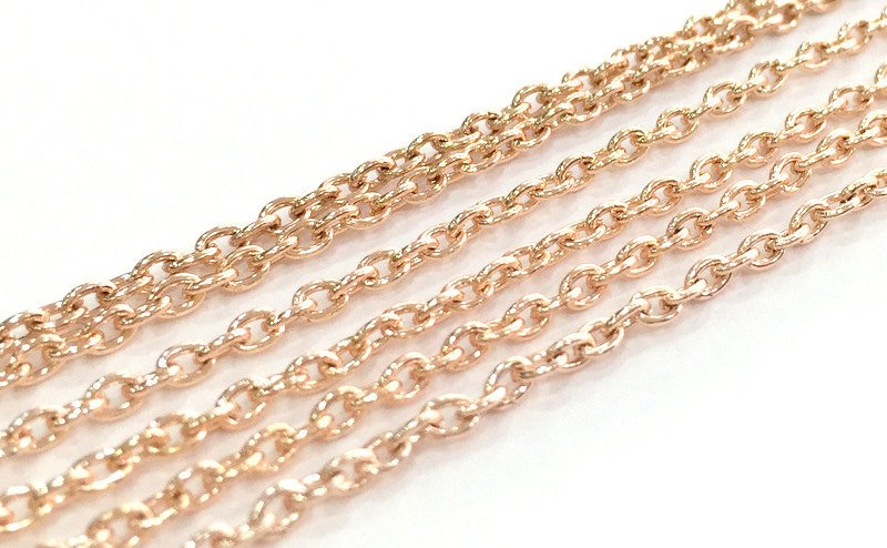 Rose Gold Chain Rose Gold Plated Round Cable Chain 2x3 mm - unsoldered 1 Meter - 3.3 Feet   G3925