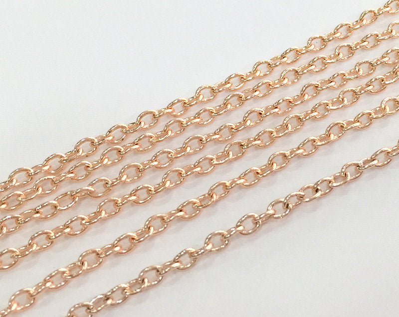 Rose Gold Chain Rose Gold Plated Round Cable Chain 3x4 mm - unsoldered  1 Meter - 3.3 Feet  G9593