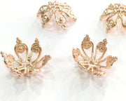 2 Rose Gold Caps Findings Rose Gold Plated Brass   20x10mm  G3940