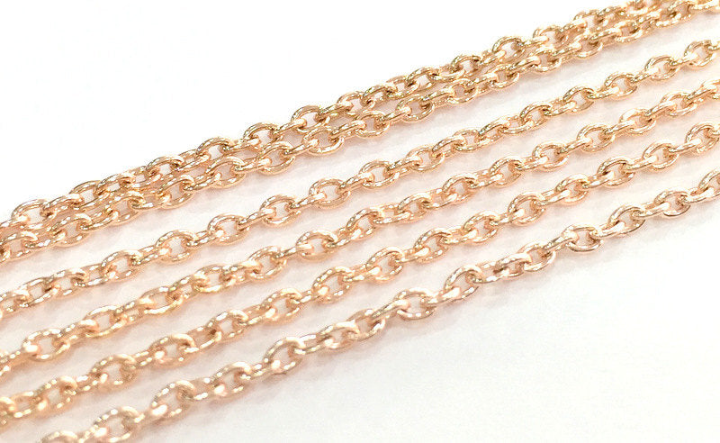 Rose Gold Chain Rose Gold Plated Round Cable Chain 2x3 mm - unsoldered 1 Meter - 3.3 Feet   G3925