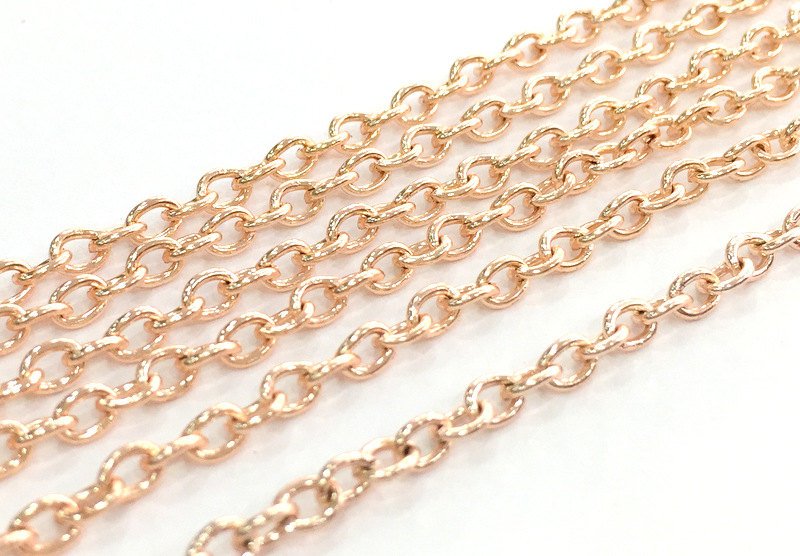 Rose Gold Chain Rose Gold Plated Round Cable Chain 3x4 mm - unsoldered  1 Meter - 3.3 Feet  G9593