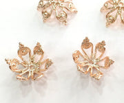 2 Rose Gold Caps Findings Rose Gold Plated Brass   20x10mm  G3940