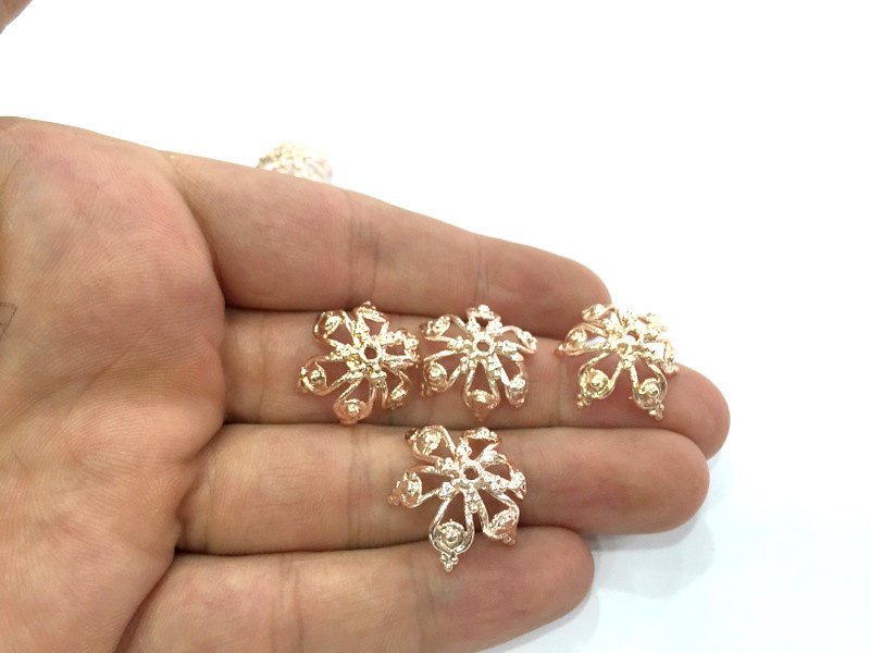 2 Rose Gold Caps Findings Rose Gold Plated Brass   20x10mm  G3940
