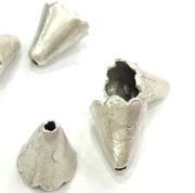4 Antique Silver Plated Brass Cones , Findings  12x10mm  G3950